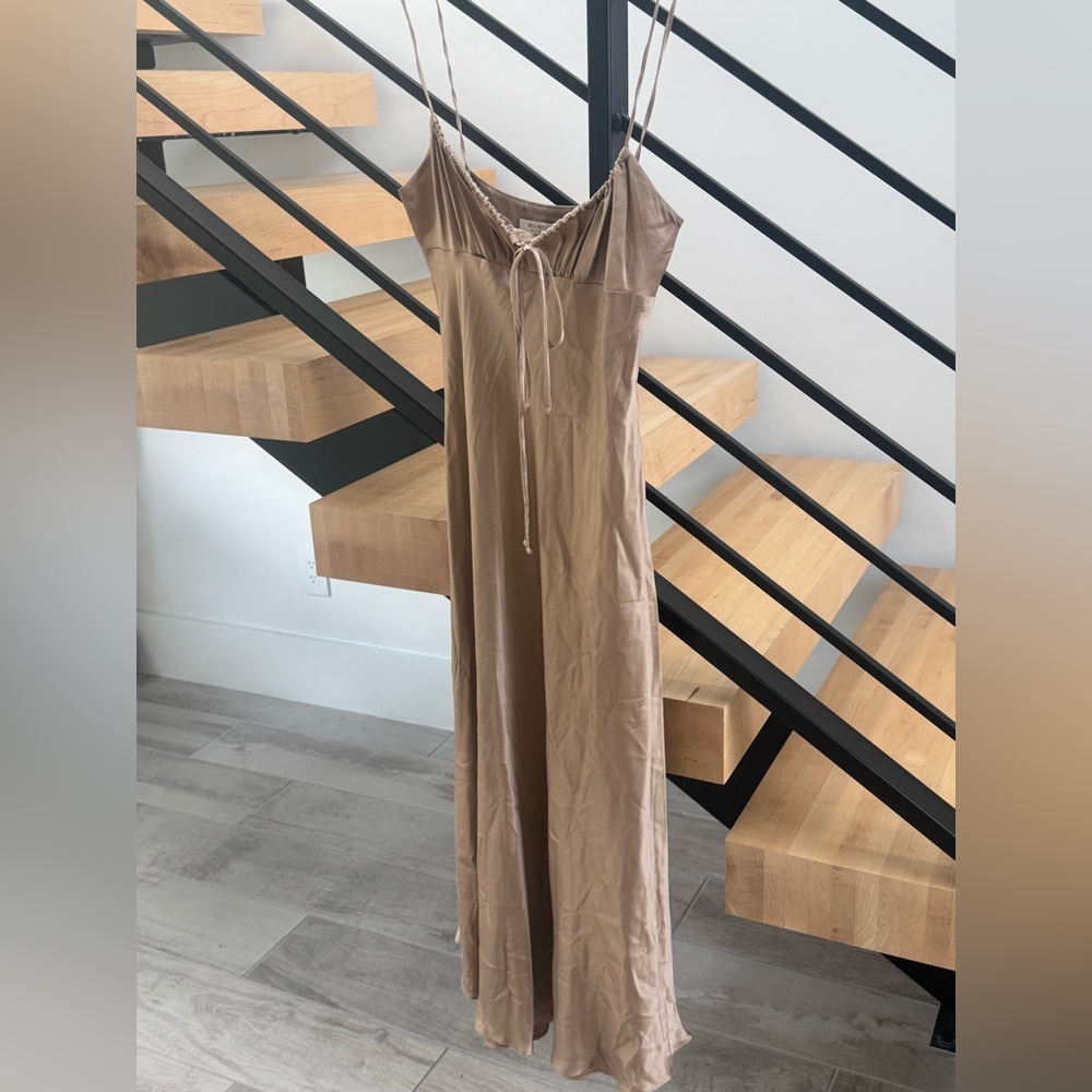 Bec + Bridge Silk Tan Spaghetti Strap Dress